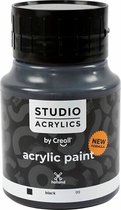 Acrylverf - Zwart Black (#99) - Dekkend - Creall Studio - 500ml - 1 fles