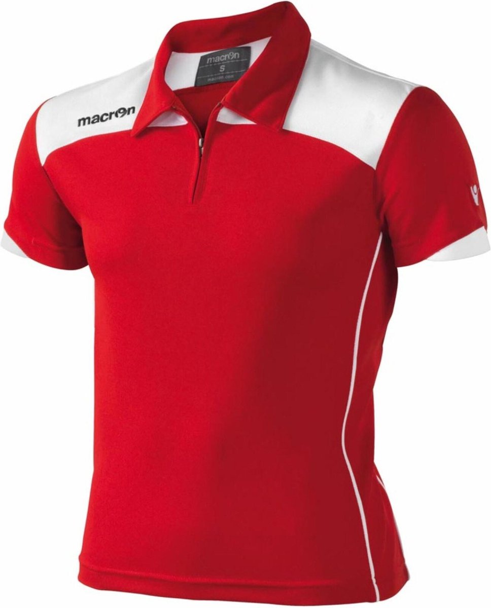 Sport polo met rits, Macron Logan, Rood/Wit, maat L