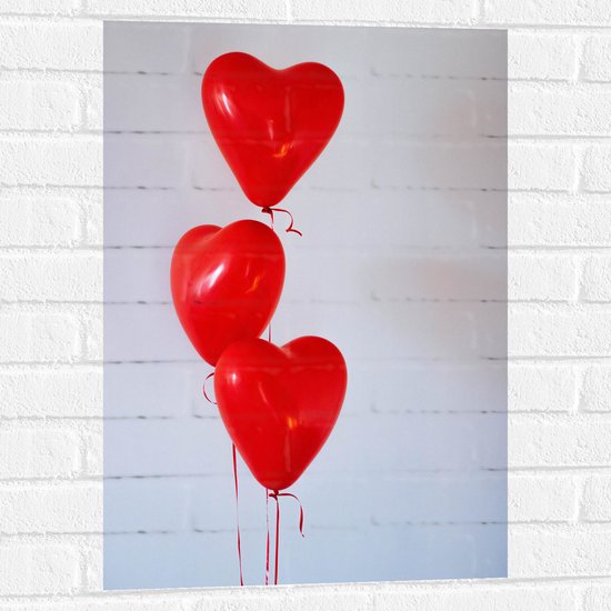 Muursticker - Ballonnen - Rood - Hart - Liefde - 50x75 cm Foto op Muursticker