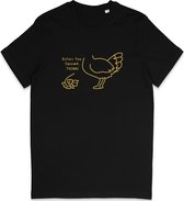 T Shirt Dames Heren - Grappig Kip Zonder Kop Design - Zwart - Maat M