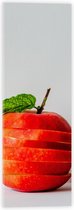 Acrylglas - Appel - Gesneden - Gestapeld - Blaadje - Eten - Fruit - Rood - 20x60 cm Foto op Acrylglas (Wanddecoratie op Acrylaat)