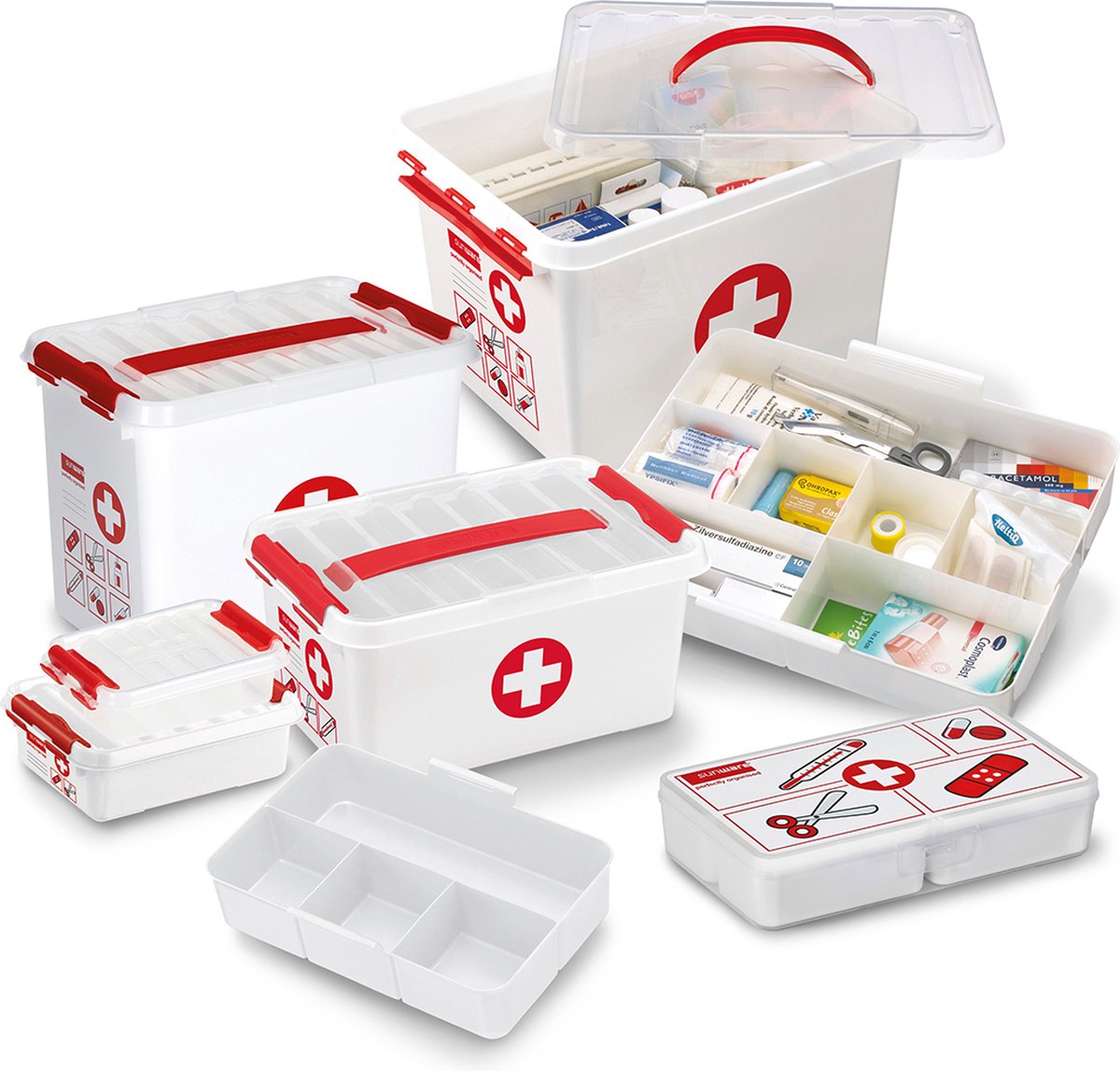 Q-line boîte de premiers secours avec insert 6L blanc rouge