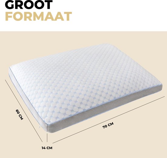 Ozocozy Dream on - Hoofdkussen - 60 x 70 cm - Memory Foam - Traagschuim Hoofdkussen - Geschikt voor rug-, zij- en buikslapers - Verkoelende Technologie - Vulbaar