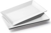 rechthoekig bord, porseleinen serveerbord, 35,6 x 20,3 cm, rechthoekige porseleinen borden, dinerborden voor vlees, vis, sushi, schotel, etc. Natuurlijk wit, 3 stuks