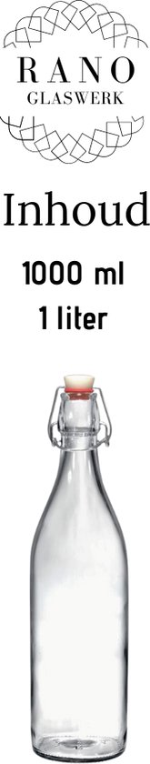 RANO - 12x beugelfles 1000ml / 1 liter | porseleinen dop | Luchtdicht | fles met beugelsluiting | beugelflessen | weckfles | inmaakfles | sapfles | glazen flesjes met dop | decoratie