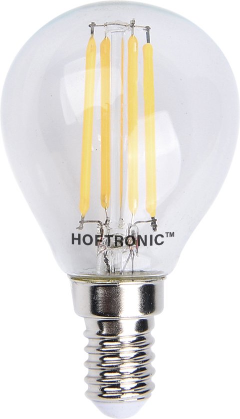 HOFTRONIC - Voordeelverpakking 10X E14 LED FIlament lampen - 4 Watt 470lm - 2700K Warm wit - Vervangt 40 Watt - P45 Bolvorm E14 Lamp