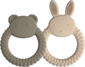 Anneaux de dentition 2 pièces - Set de jouets de dentition - Jouet de dentition en Siliconen - Lapin - Panda - Sans BPA - Cadeau de maternité