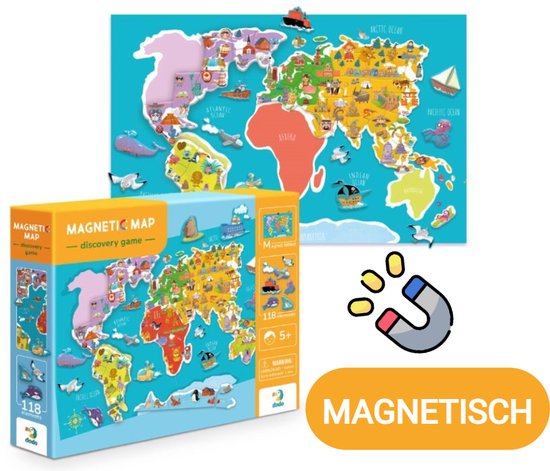 DODO Toys - Puzzle Magnétique Carte du Wereldkaart 5+ - Puzzle Aimanté -  Carte du
