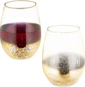 Bol.com Relaxdays wijnglas zonder voet - set van 2 - 500 ml - drinkglas - dessertglas - sapglazen aanbieding