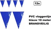 12x PVC vlaggenlijn blauw 10 meter BRANDVEILIG - Themafeest Gala festival verjaardag evenement party Brandveilig keurmerk