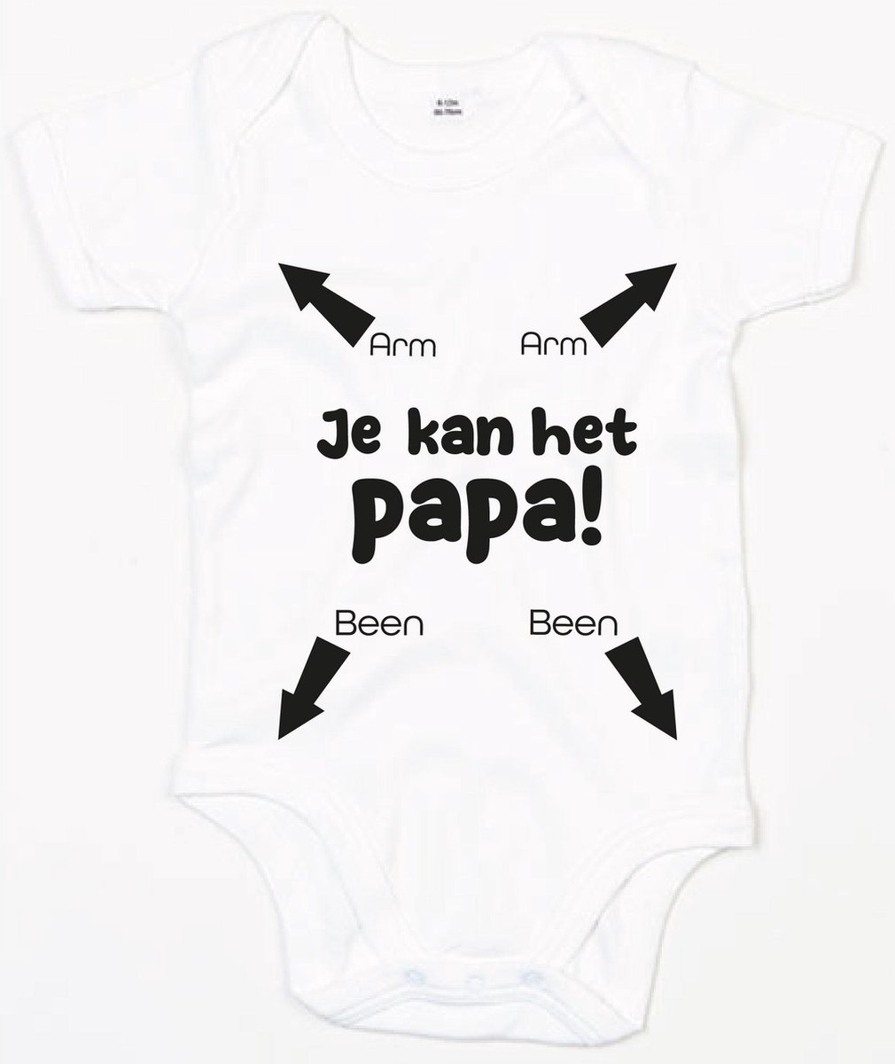 Baby Romper Je kan het papa 12-18 maand - Wit - Rompertjes baby met tekst