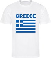 Griekenland - Greece - Ελλάδα - T-shirt Wit - Voetbalshirt - Maat: 134/140 (M) - 9 - 10 jaar - Landen shirts