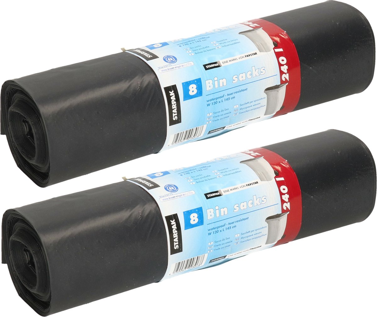 Goedkoopste Papstar 16x stuks afvalzakken/vuilniszakken - 240 liter - zwart - containerzakken