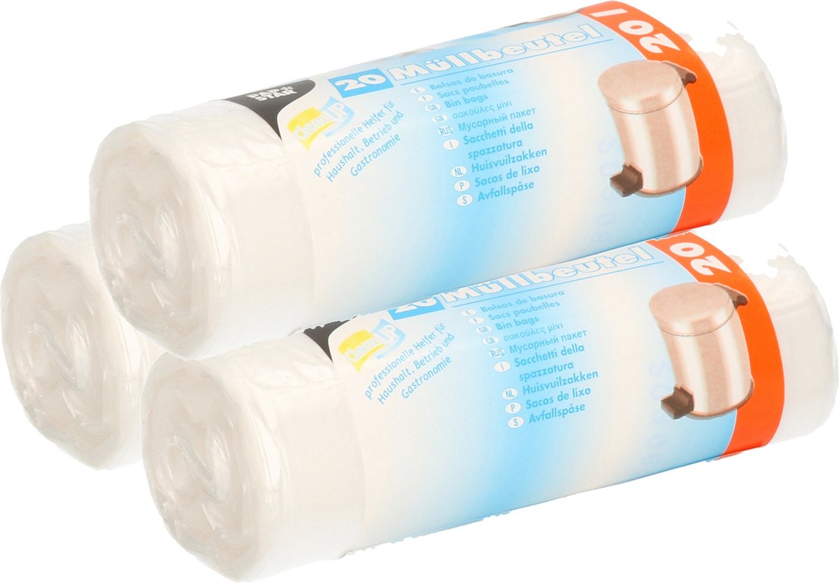 Goedkoopste Papstar 60x stuks afvalzakken/vuilniszakken - 20 liter - transparant - Prullenbak zakken