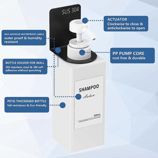 Transparante zeepdispenser voor aan de muur - voor badkamer en keuken - 200 ml dubbele... | bol