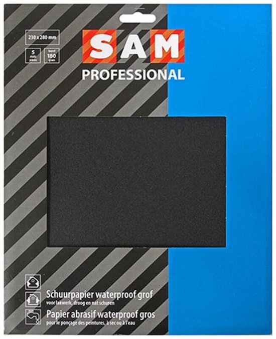 SAM professional schuurpapier waterproof extra fijn - korrel 600 - 5 stuks - SAM