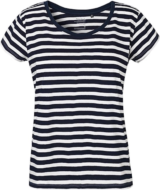 T-shirt coupe ample à col rond Femme White/ Marine - XL