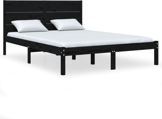 vidaXL Palletbed massief grenenhout zwart 140x190 cm, bed, bedframe, tweepersoonsbed, slaapkamermeubel, eenpersoonsbed, houten bed, bed frame