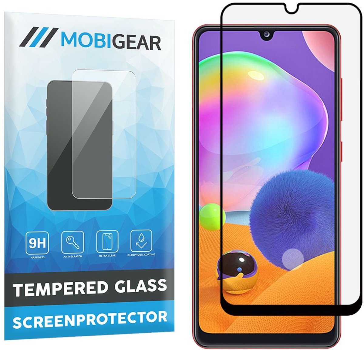 Mobigear Screenprotector geschikt voor Samsung Galaxy A31 Glazen | Mobigear Premium Screenprotector - Case Friendly - Zwart