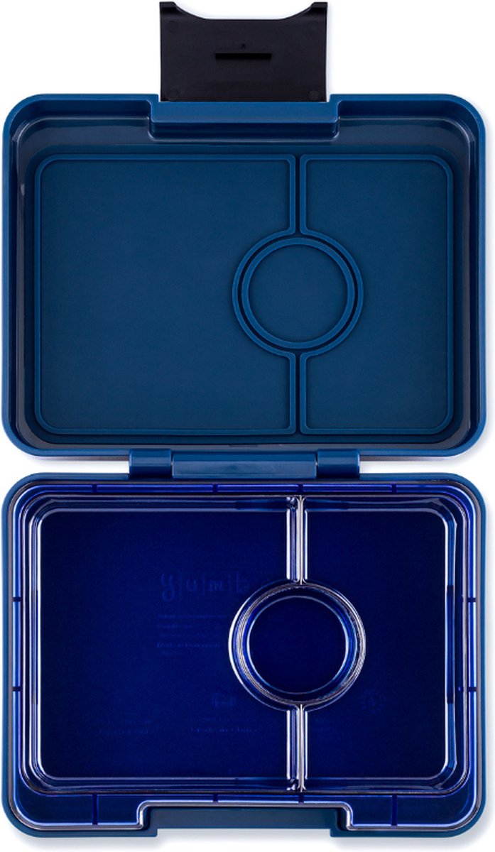 Yumbox Snack - lekvrije Bento box lunchbox - 3 vakken - Monte Carlo Blue / Navy clear tray