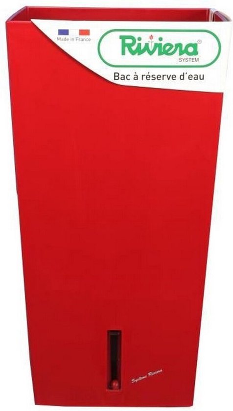 RIVIERA Eva Nieuwe Pot de fleur carré en plastique - 37 x 37 x H 68 cm - 69 L - Rouge