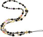 Bijou de téléphone perles Heishi Perles Zwart et multicolores 80 cm avec bracelet