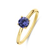 New Bling 9NB-0902-58 Zilveren Ring - Dames - Zirkonia - Rond - 6 mm - Violet Blauw - Maat 58 - 1,76 mm - Zilver - Gold Plated (Verguld/Goud op Zilver)