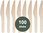 Tafelmes Hout 16cm - 100 stuks - Fiesta Green - 100% biologische afbreekbare houten wegwerp messen
