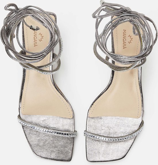 Mangará Aroeira Dames sandalen - 8cm Hak - met kristallen versierde bandjes - Onyx - Maat 40