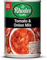 Rhodes - Tomato & Onion Mix 410g - South Africa-(Zuid-Afrika) - (Ingeblikte) - (Tamotee en Ui) - (South African)