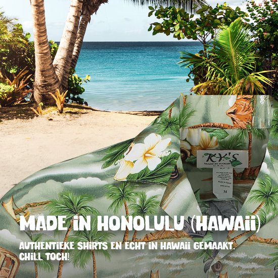 Hawaii Blouse Mannen - Shirt - Hemd - 100% Katoen - Overhemd Heren Korte Mouw - Made in Hawaii "Bloemen op Hawaii" Maat M