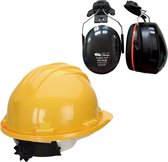 Casque de sécurité RG5 avec Oreillettes - Jaune - Réglable avec bouton rotatif - Cache-oreilles pour casque - Protection auditive Oreillettes
