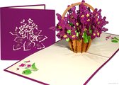 Popcards popupkaarten – Verjaardagskaart Kaaps Viooltje Viooltjes Bloemen Vriendschap Liefde Felicitatie Beterschap Troost pop-up kaart 3D wenskaart