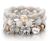 Bracelet Sorprese - Ibiza Style - bracelet femme - 3 pièces - blanc/argent - cadeau - Modèle J
