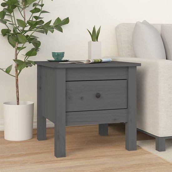 vidaXL Table d'appoint Gris 40 x 40 x 39 cm Bois de pin massif