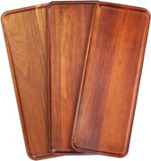 Houten dienblad decoratief dienblad hout 3 stuks - dienblad van acaciahout 36 x 14 cm - houten dienblad decoratief dienblad houten plank decoratieve serveerplaat keukendienblad rechthoekig