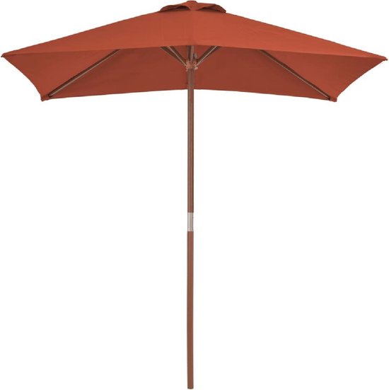Tuin parasol Oranje Terracotta met Houten Paal 150x200CM - Tuinparasol -  Stokparasol... | bol