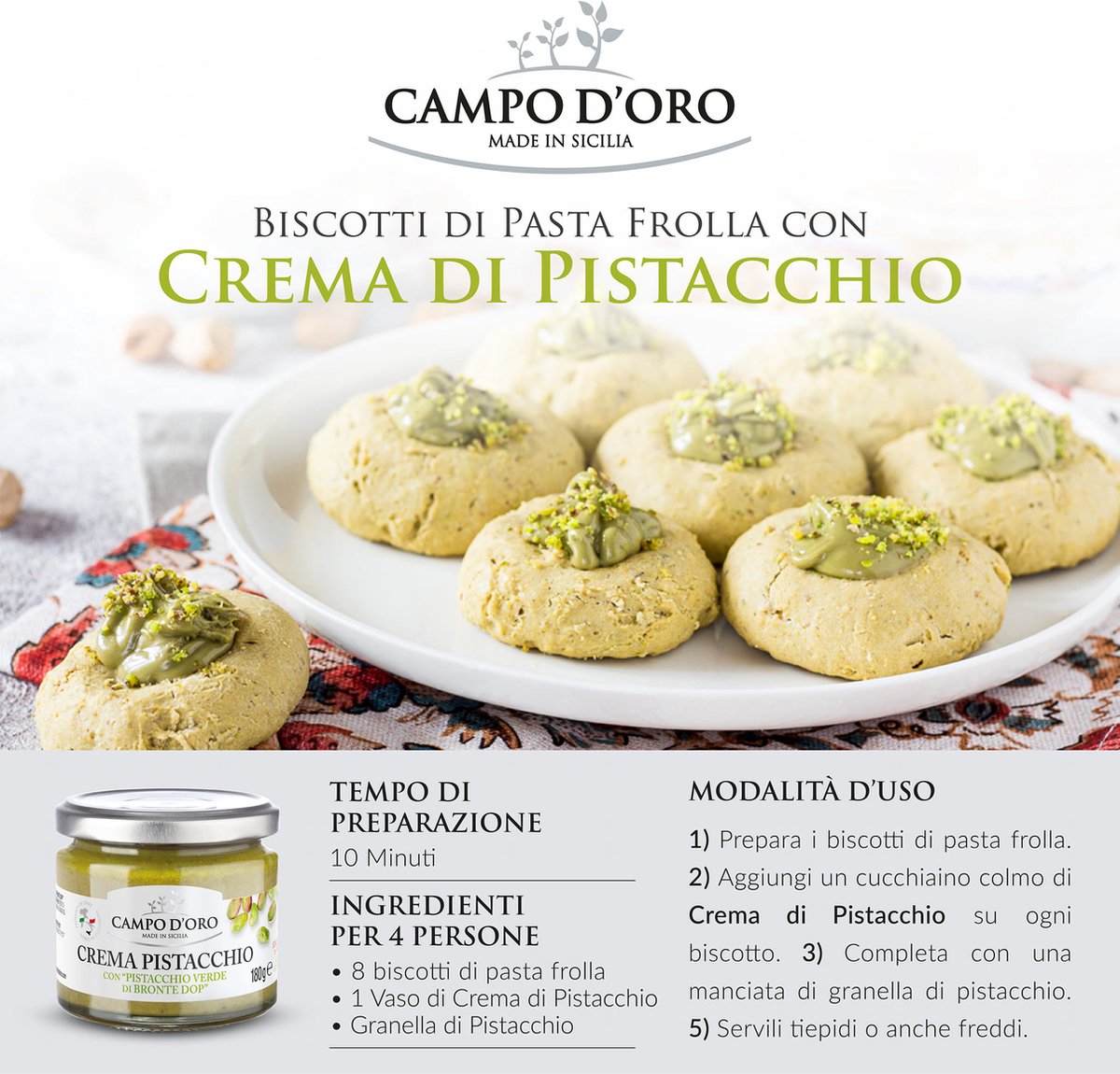 ORO VERDE 180G CREME SICILE PISTACHE