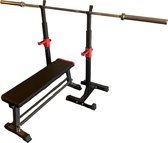 Bol.com Padisport bankdruk set met olympische halterstang - bench press met gewichten - bankdruk set - fitness toestellen - druk... aanbieding