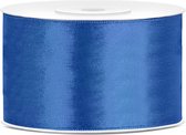 1x Hobby/decoratie koningsblauw satijnen sierlinten 3,8 cm/38 mm x 25 meter - Cadeaulint satijnlint/ribbon - Koningsblauwe linten - Hobbymateriaal benodigdheden - Verpakkingsmaterialen