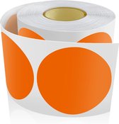 500 stuks ronde stickers 50 mm in fluorescerend oranje