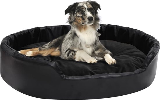 VDXL Hondenmand 90x79x20 cm pluche en kunstleer zwart