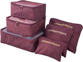 Pathsail® Cubes d'emballage Set 6-Pieces - Rangement pour sièges-auto de bagages - Ensemble d'organisateurs de valises - Rouge foncé