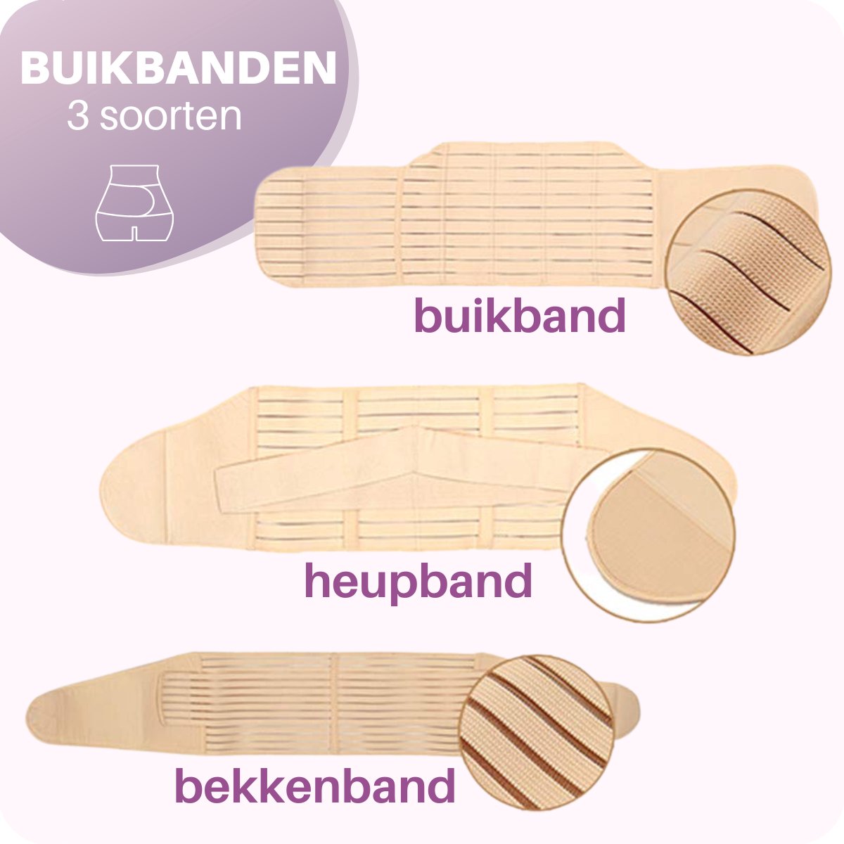 JT Beauty Care 3 in 1 Postpartum Buikband Nude Maat XL – Na Zwangerschap - Bekkenband – Zwangerschapsband - Sluitlaken - Belly Binder – Zwangerschapskleding – Waist Trainer - Postnatale Sluitband – Steunband Gift Mama – Buikbrace Kado - Cadeau Moeder – foto 3