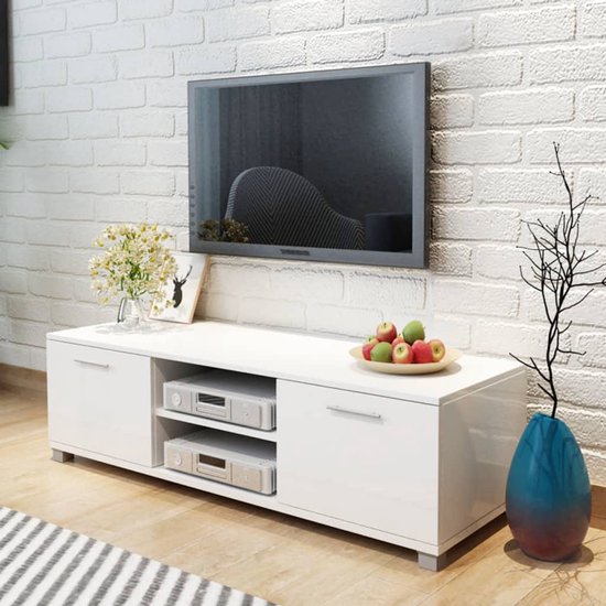 vidaXL Meuble TV blanc brillant 120x40,3x34,7 cm | bol.com