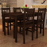 vidaXL Table de salle à manger en bois avec quatre chaises (marron)