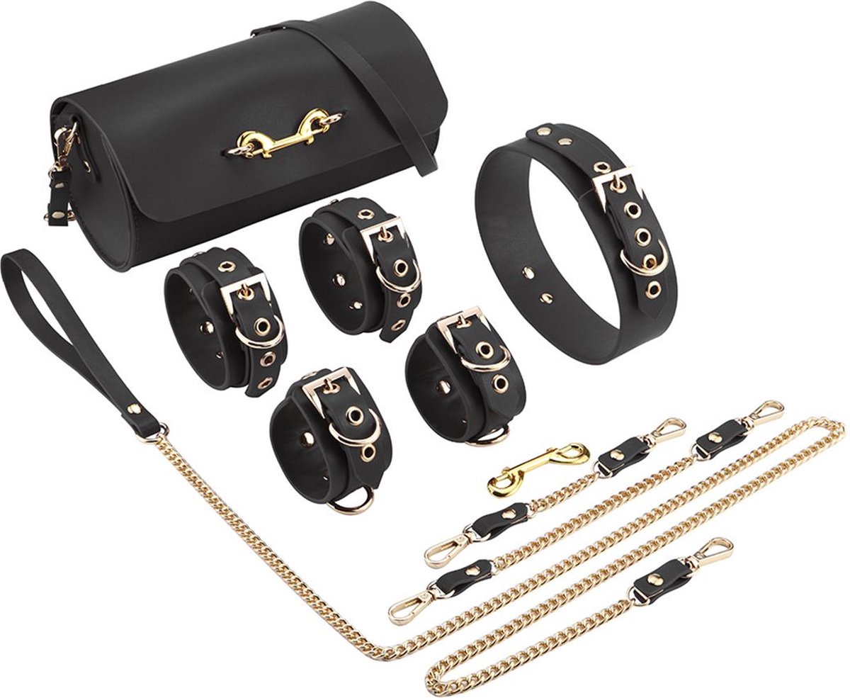Goedkoopste BDSM Fancy 5 Item Kit - Luxe Draagtas met 5 Verschillende BDSM Artikelen - Zwart