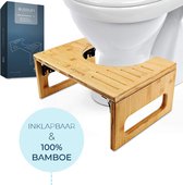 BUDDLEY® Toiletkrukje Bamboe Inklapbaar - WC Krukje Opvouwbaar - Toilet Squatty hout - Potty Toilet Krukje Peuter - Opstapkrukje - Opstapje voor Kinderen - WC Krukje Volwassenen Bamboo - WC Krukje voor de juiste houding