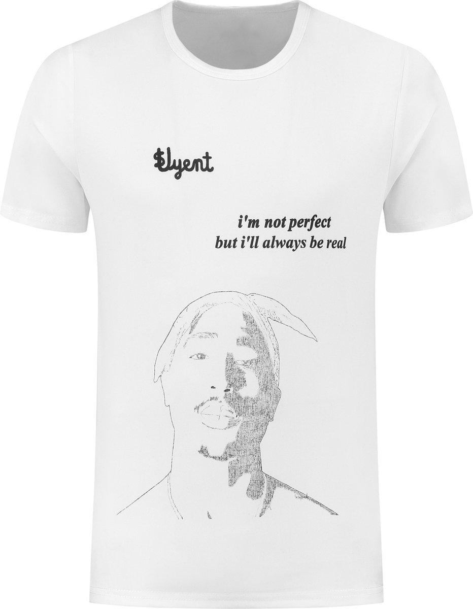 Svyent tshirt 2pac lyrics not perfect / be real, kleur bright/wit kleding maat L