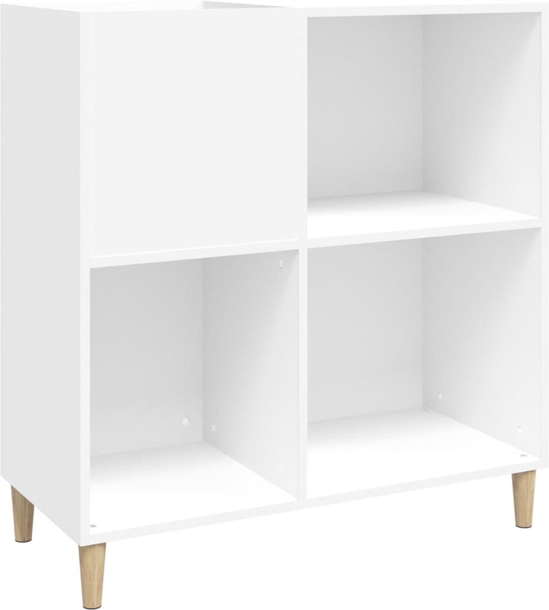 vidaXL Platenkast - 84,5x38x89 - cm - bewerkt - hout - wit